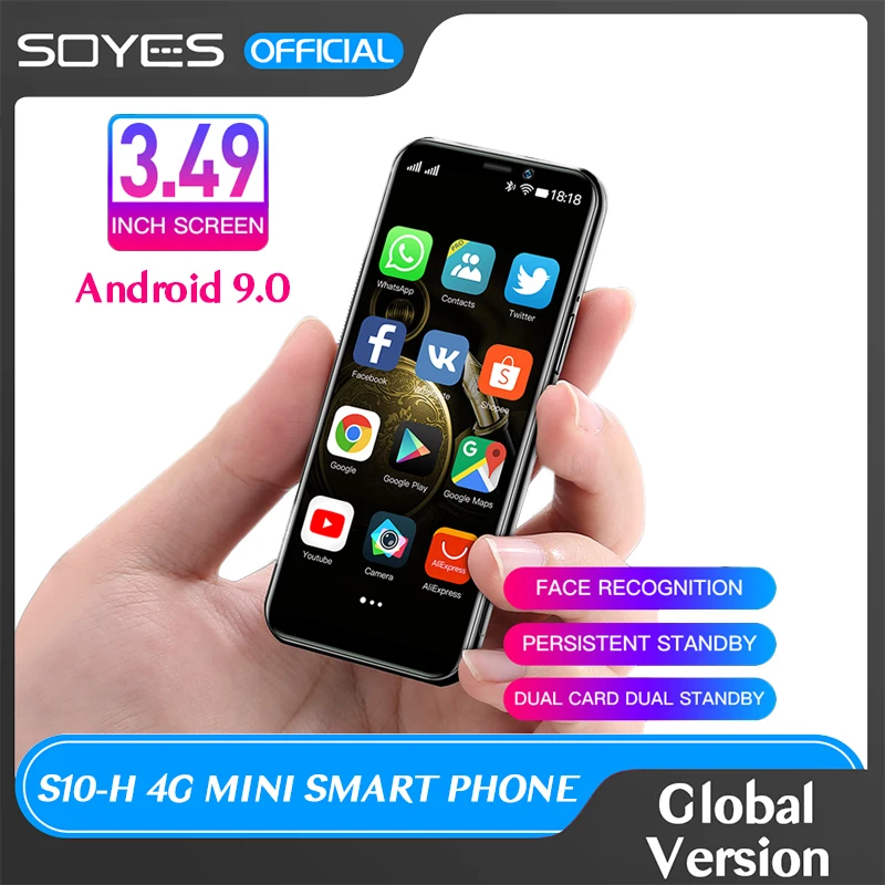 Original SOYES S10-H Mini Mobile Phone 3.5'' Screen 4G LTE 3GB RAM 64GB ROM Android 9.0 Face ID Unlock Smart Telefone Celulares