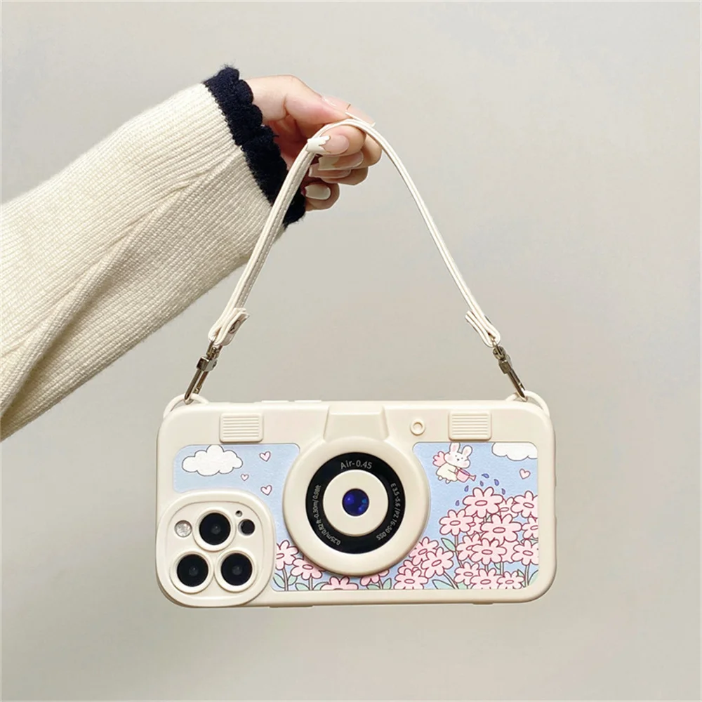 

Flower Rabbit Camera Handbag Phone Case for Apple 14 iphone13/12/11 New Fashion Case Women's Gift