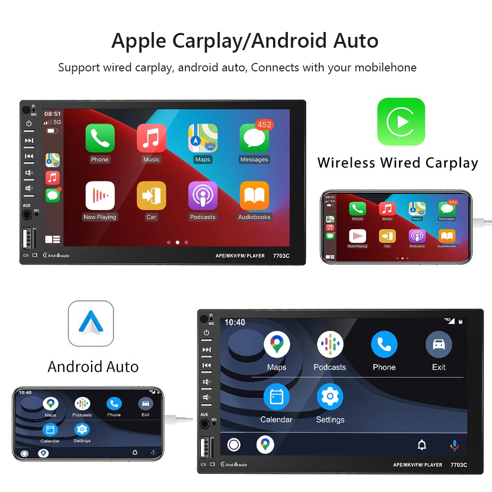 Camecho 7-дюймовый Carplay автомобильный радиоприемник стерео MP5-плеер 2Din универсальный