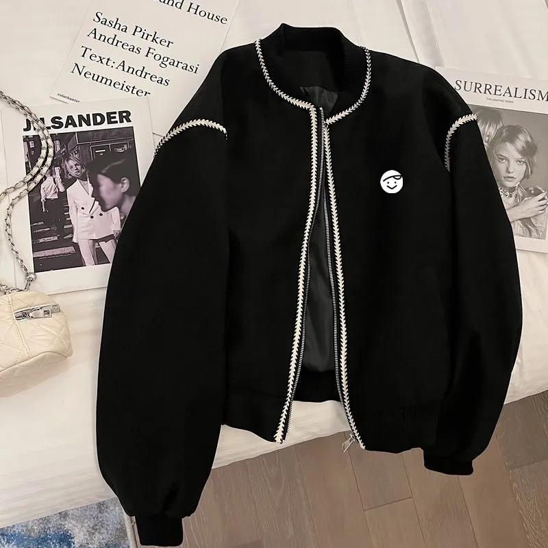 

Autumn Winter Women Golf Coats Short Jacket Baseball Round Neck Korean Fashion Zipper Outdoor Ladies Casual Sport Golf Wear 2023