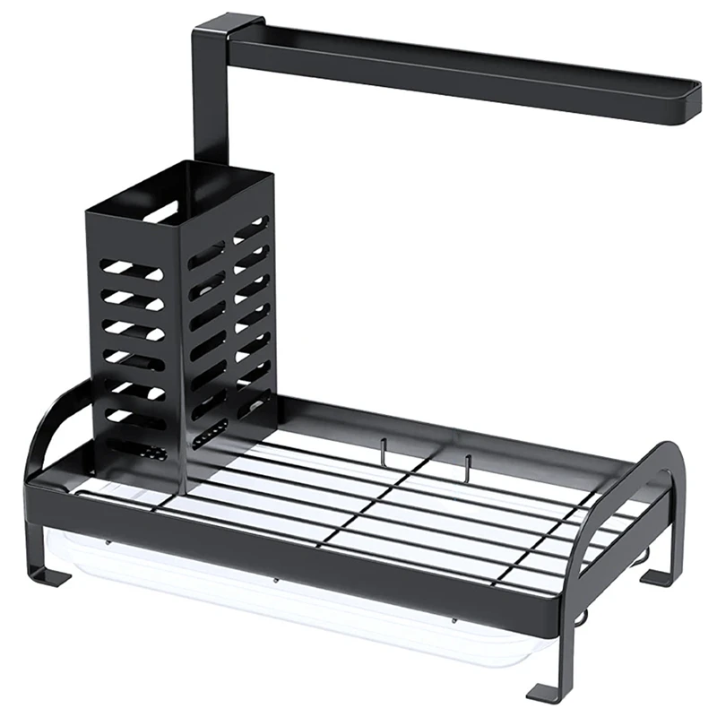 

Sink Caddy, Kitchen Sponge Holder Dish Rags Holder With Drain Pan For Sink Organizers And Countertop Saving Space