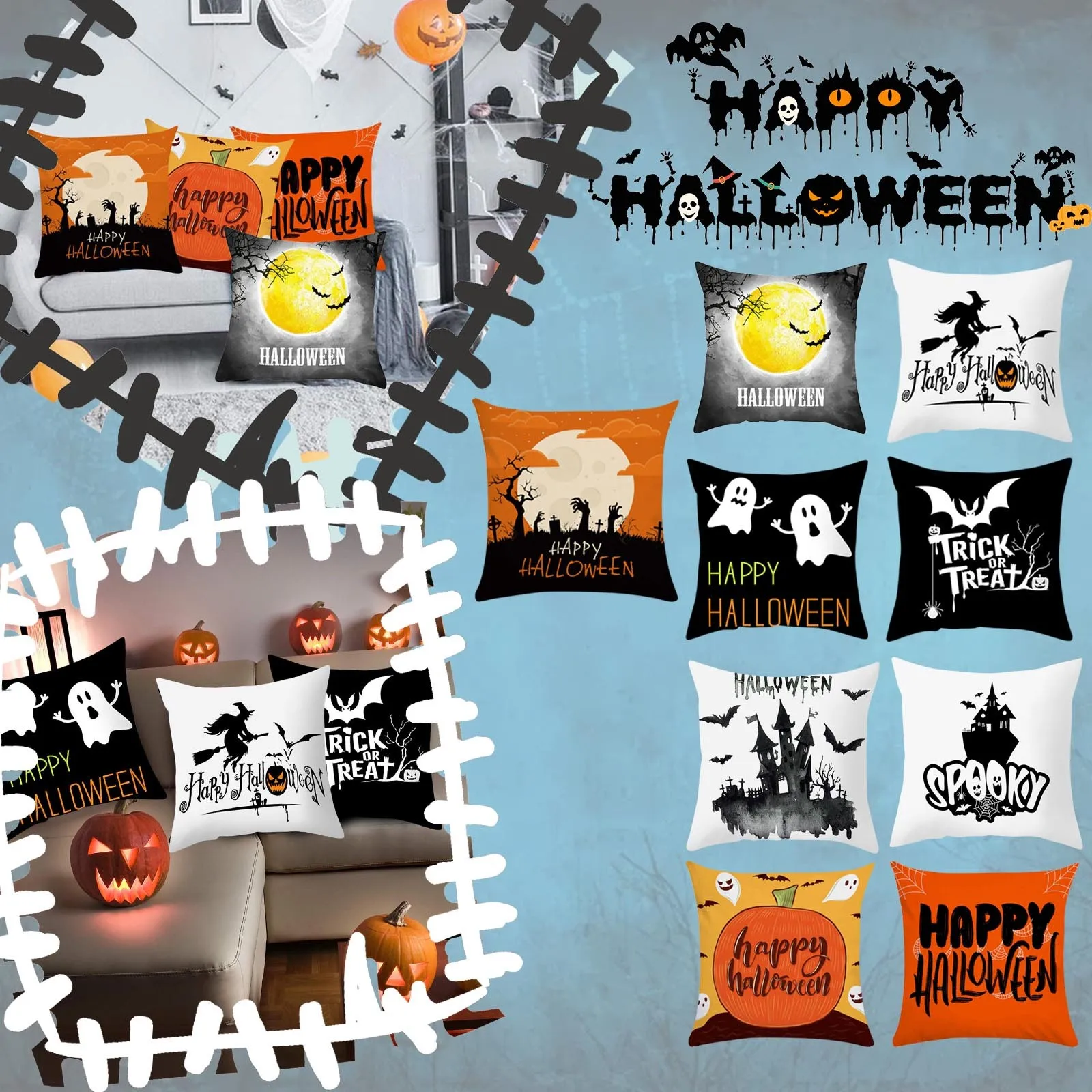 

Happy Halloween Peach Skin Pillowcase, Easily Your Sofa And Other Eary To Clear Comfortable Pillow Covers Decorative Kissenbez