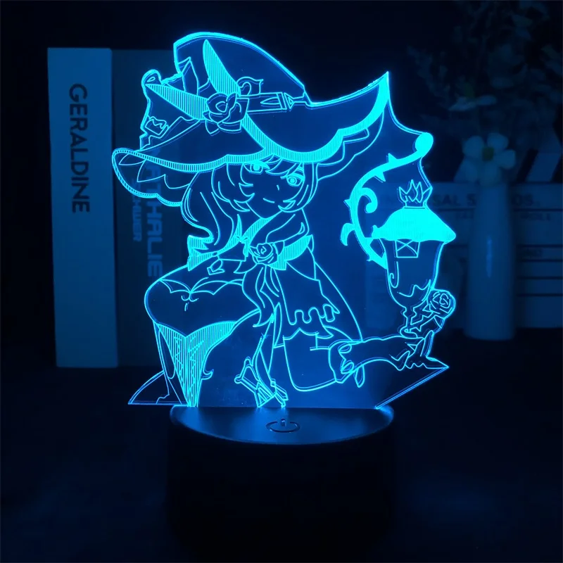 

Светодиодный ночник Genshin Impact Lisa с будильником, ночником, цветной светильник с дистанционным управлением, сенсорным датчиком, украшение для ...