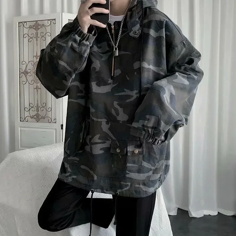 Куртка мужская камуфляжная с капюшоном модная уличная одежда в стиле хип-хоп