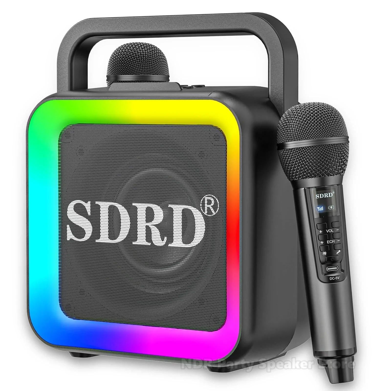 Высокомощный караоке с двойным микрофоном бумбокс динамик Bluetooth беспроводной