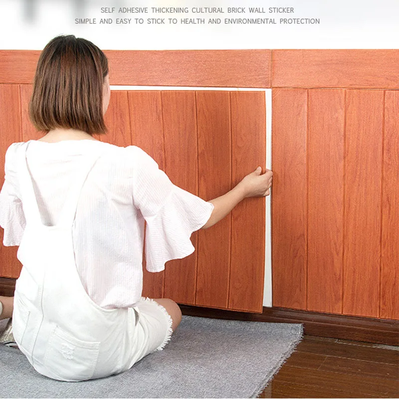 

3D-наклейки на стену с имитацией древесины, водонепроницаемые декоративные стикеры «сделай сам» для спальни, гостиной, 70*70 см