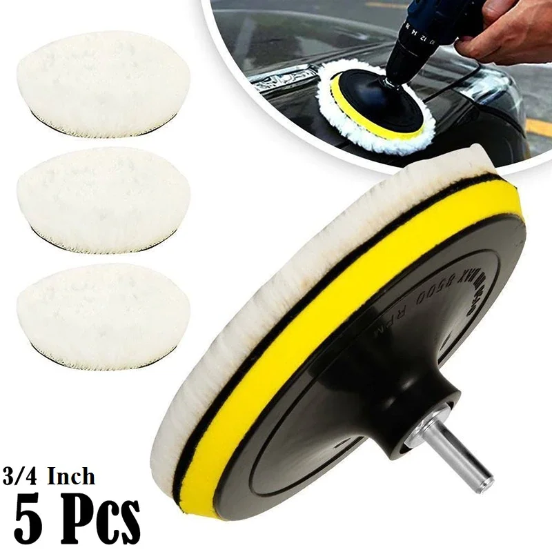

5PCS Universal Car Polish Pad 3/4inch For M14/16 Soft Wool Machine Waxing Polisher Car Body Polishing Discs Cleaning