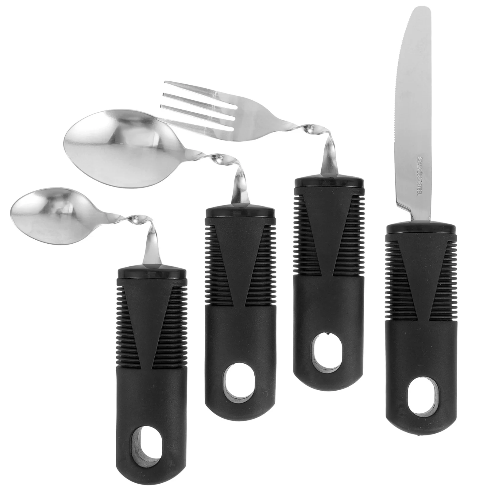

4 Pcs Portable Utensils Bendable Cutlery Weighted Rubber Handle Disabled Elderly Tableware The Adult