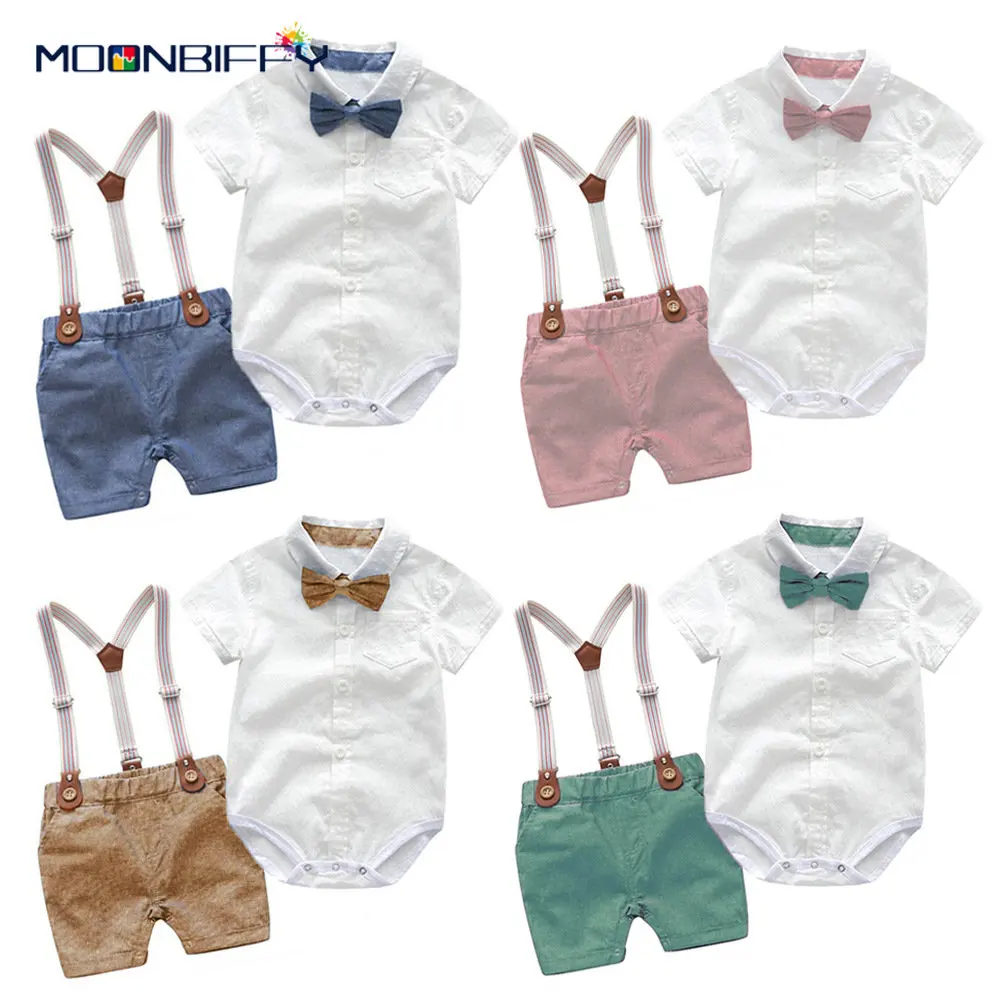 

Baby Boy Clothes Set Summer Gentleman Party Birthday Suit Infant Baby Bodysuit Clothes for Newborn Babies Belt Pants Toddler Set