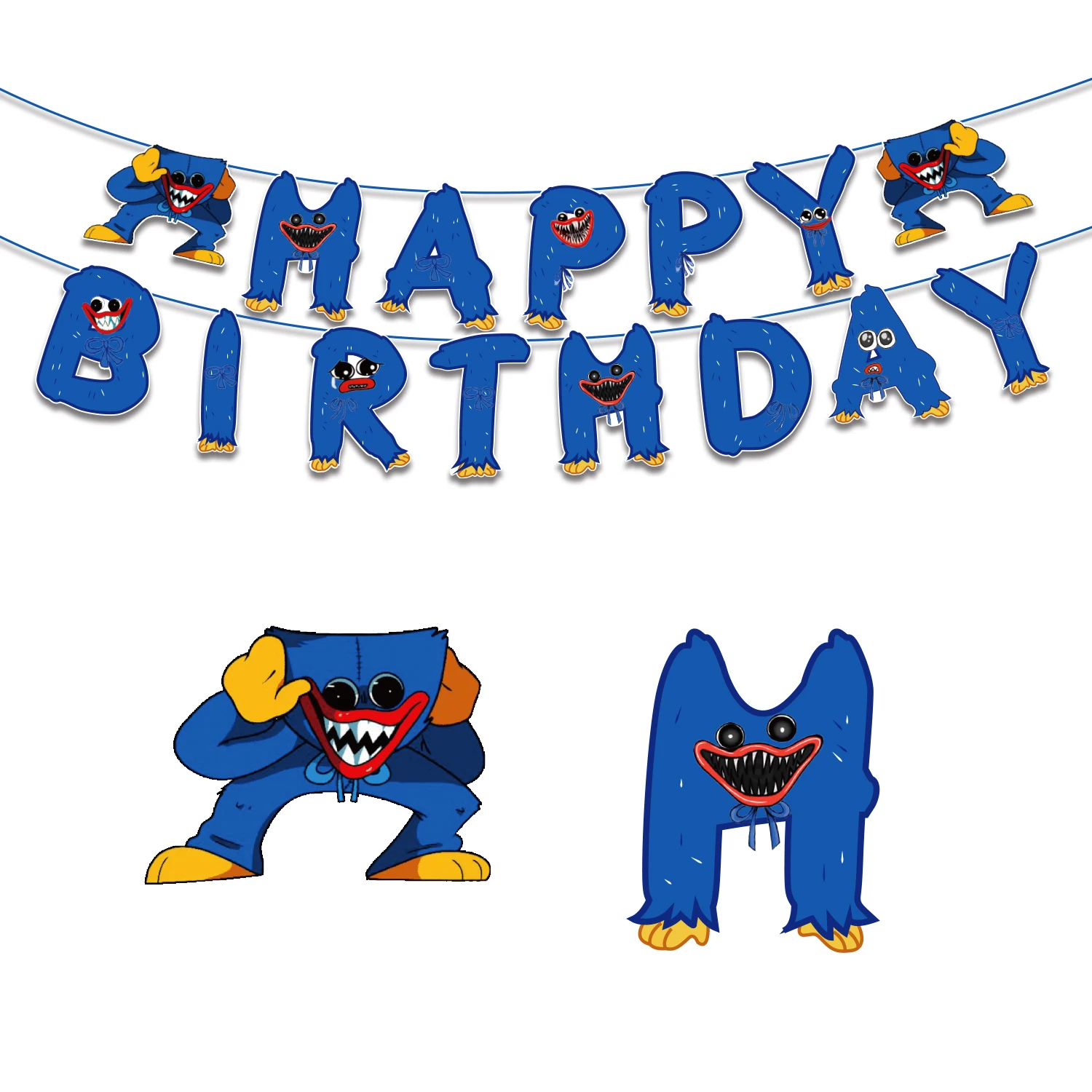 

Huggy Wuggy Theme Party Decoration Balloon Boy Birthday Flag Banner Cake Toppers Party Supplies