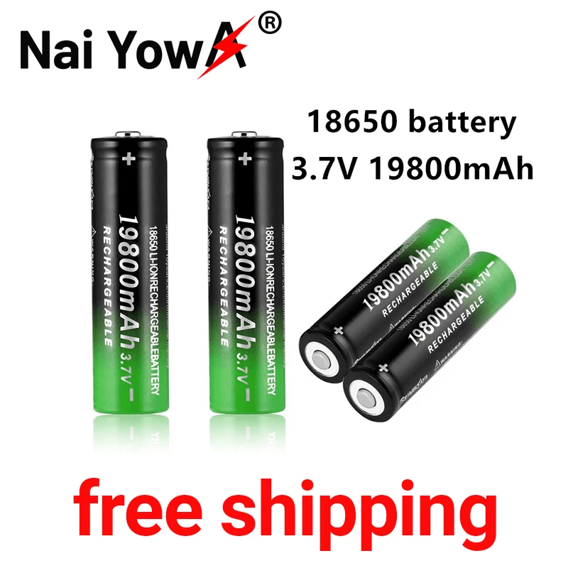 

New 18650 Li-Ion battery 19800mAh rechargeable battery 3.7V for LED flashlight flashlight or electronic devices battery