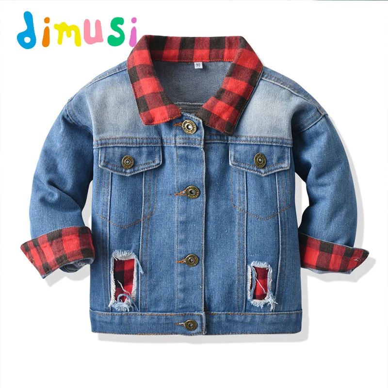 

DIMUSI Autumn Kids Jean Jacket Casual Boys Ripped Holes Jeans Coats Little Children Denim Outerwear Costum for Boys Clothing 10Y