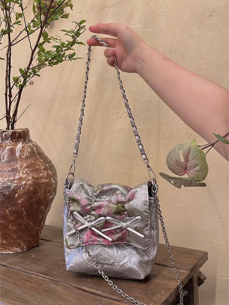 Monyeeii Mengye Cloud Sweet Flower Bow Балетная сумка с откидной крышкой под мышками Сумка на