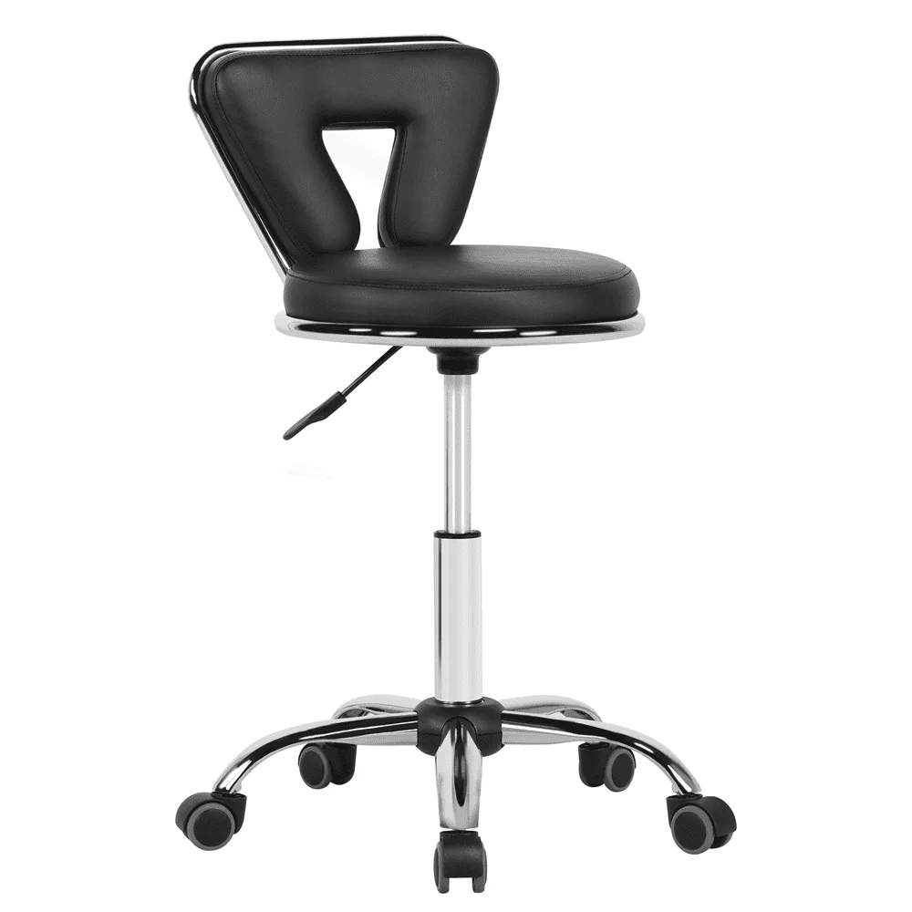 

. Регулируемый стул со средней спинкой SmileMart с колесами для маникюрного массажа, спа, черный