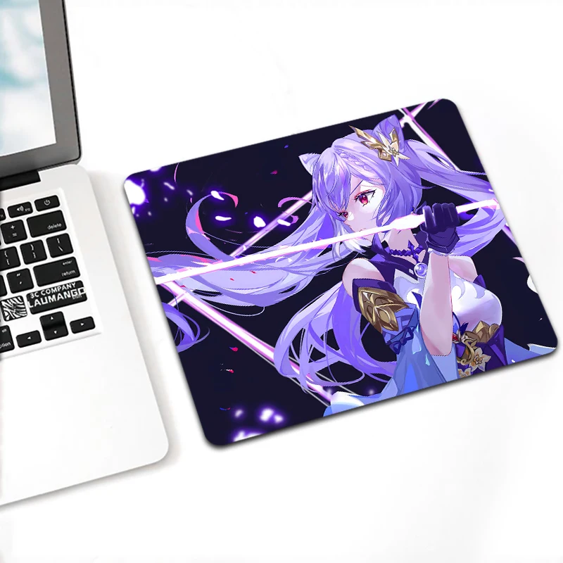 

Small Mousepad Genshin Impact Pc Gaming Mouse pad Anime Girl Keqing Desk Mat Cute Japan Round Table Rug Office Gamer Accessorie