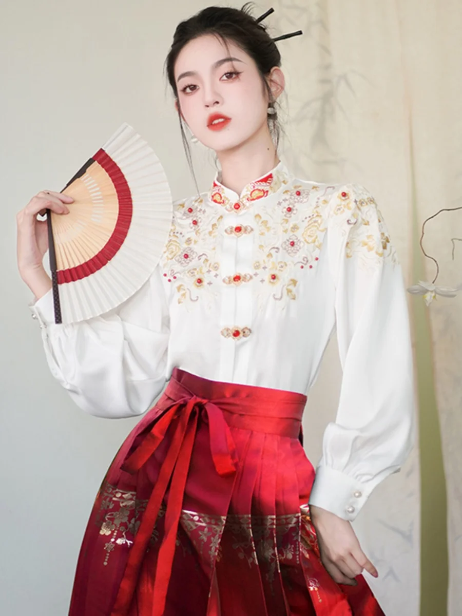 Жилет юбка одинаковый топ новинка 2024 китайские рубашки с воротником-стойкой и