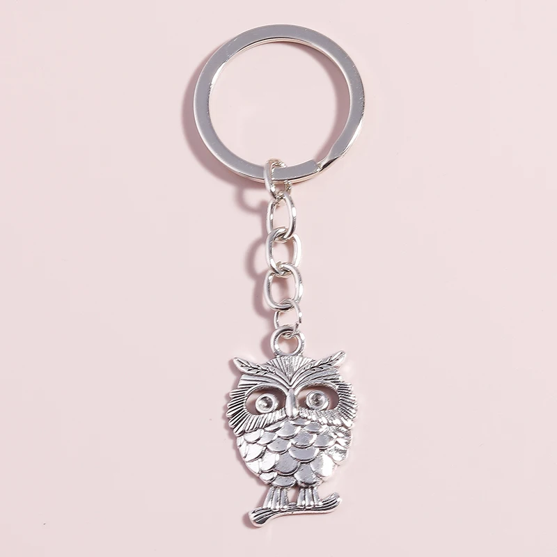 

Cartoon Keychains Retro Silver Animal Owl Charms Keyrings for Car Key Women Men Handbag Pendants Key Chains DIY Accessories