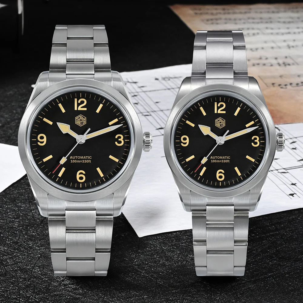 

Часы наручные San Martin Мужские автоматические, спортивные автоматические механические, с сапфировым стеклом, 36 мм, для дайвинга, 10 бар, яркая подсветка