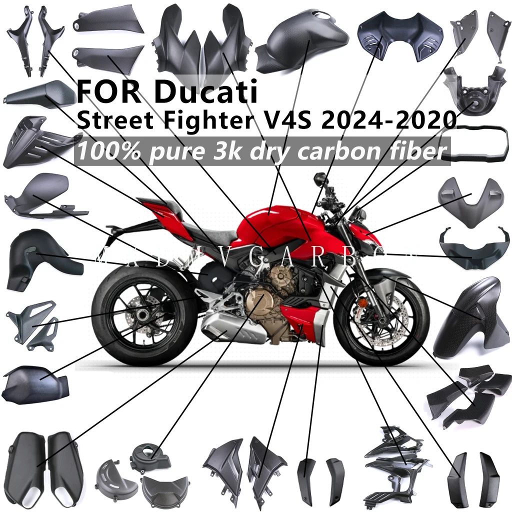Фото Для Ducati Streetfighter V4S V4 2024-2020: Комплекты обтекателей из карбона для мотоциклов, включая крылья и раму №1