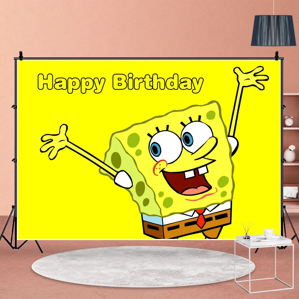 

Cartoon Yellow Sponge Photography Background Backdrop Photo Shoot Kids Birthday Party Live Decor Photographic Studio Scene