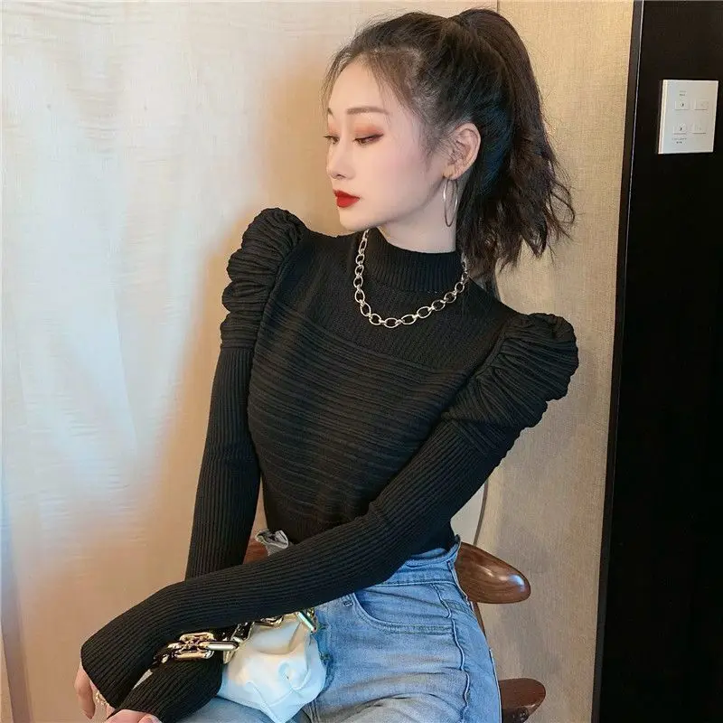 

2023 Autumn Autumn Women New Slim Sweater Pullovers Female Long Sleeve Casual Jumpers Ladies Solid Color Knitted Tops U374