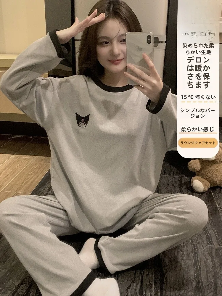 Spring and Autumn Winter Pajamas Women Dralon Warm Thin Velvet Long sleeve Cute Cartoon New Coral Fleece Home Wear Set