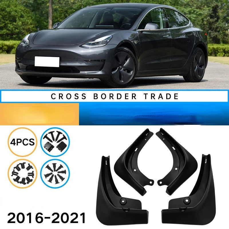 

1 Set Car Tire Fenders for Tesla MODEL 3 2016-2021 Modification Front Rear Splash Mudguards Mud-proof and Punch-free Auto Parts