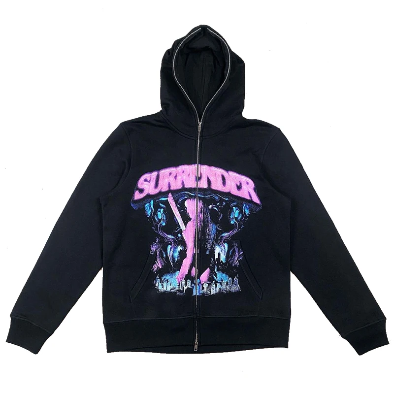 

Harajuku Zip up Hoodies Women Y2k Printing Clothes Teens Vintage Anime Hoodie New Oversize Letter Embroidery Sweatshirts Women