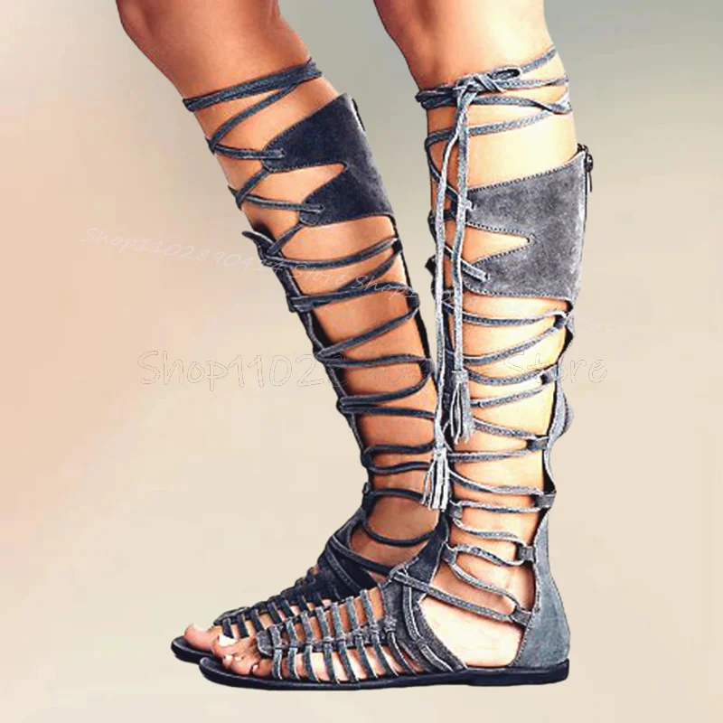 Голубые джинсовые сандалии с открытым носком ботинки на молнии сзади женская