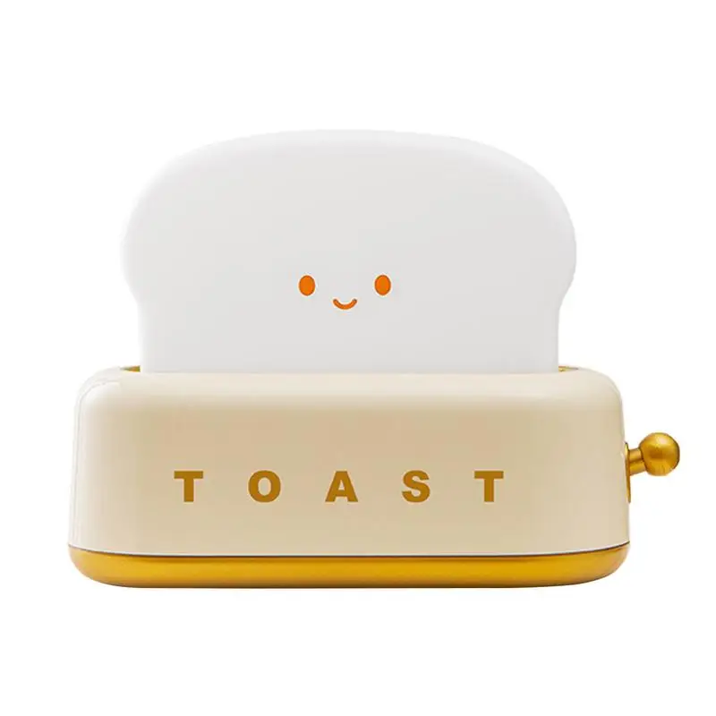 

Cute Toast Night Light Dimmable Cute Bread Toast Lamp Rechargeable Lighting Adjustable Auto-Off Bedside Lamp For Desk Bedrooms