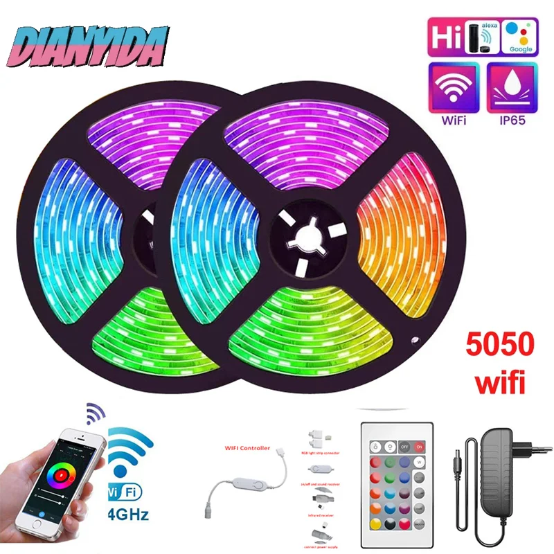 

30M LED Strip Light USB Bluetooth RGB 5V LED RGB Lights Flexible LED Lamp Tape Ribbon RGB TV Desktop Screen BackLight Diode Tape