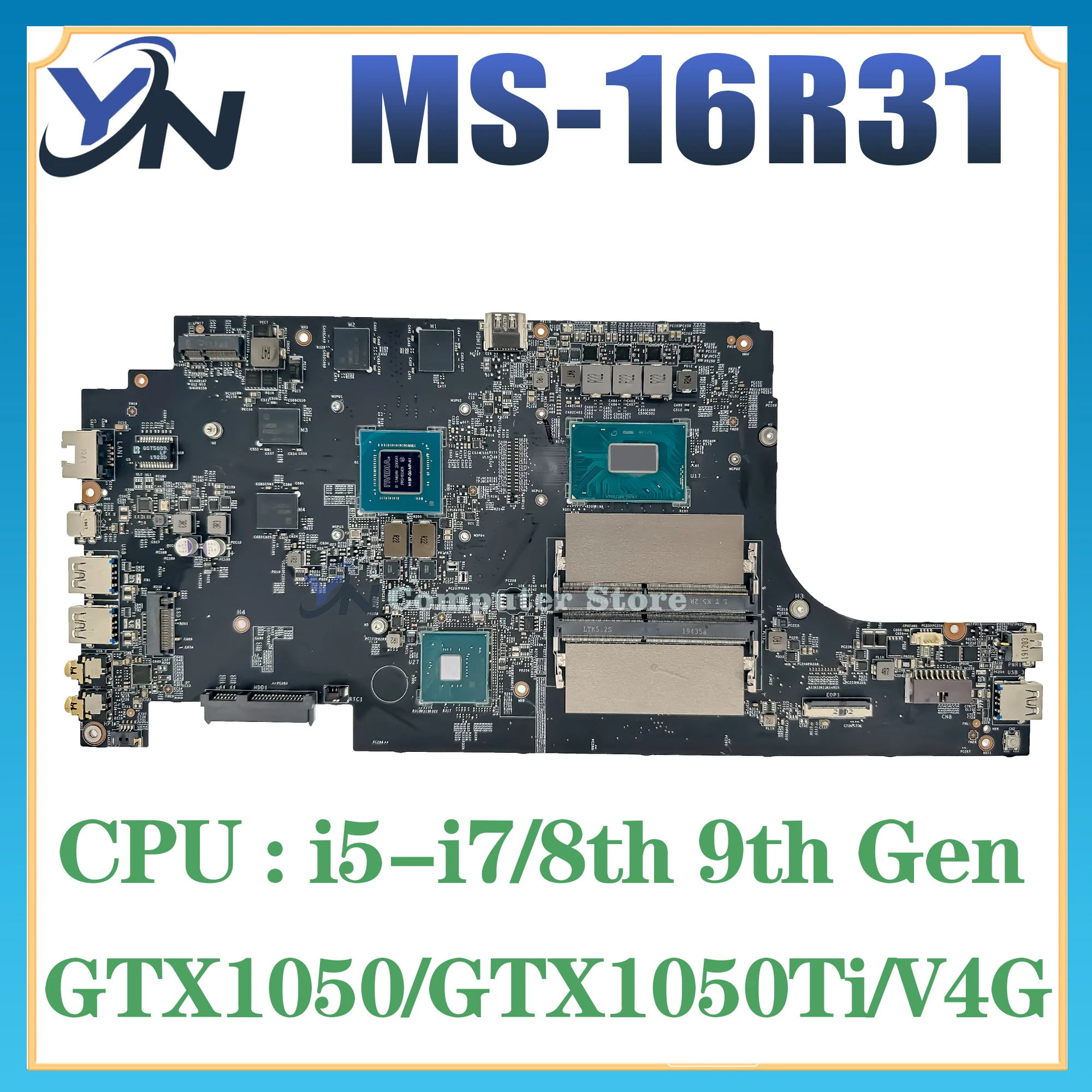 

MS-16R31 Mainboard For MSI GF63 9SC MS-16R3 Laptop Motherboard With i5 i7-8/9th GTX1050 GTX1050Ti GTX1650 100% Working Well