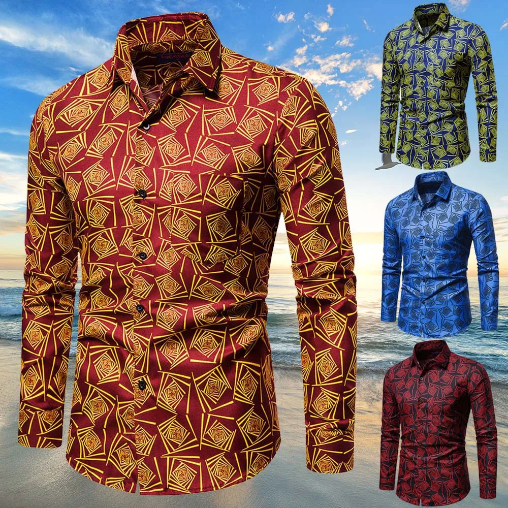 

Men's Fashion Printed Shirts Long Sleeves Casual Travel Holiday Shirts