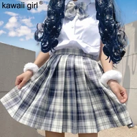 jk plaid skirt school uniform students clothes kawaii girl summer high waist pleated skirts sweet cute plaid skirt women 2022