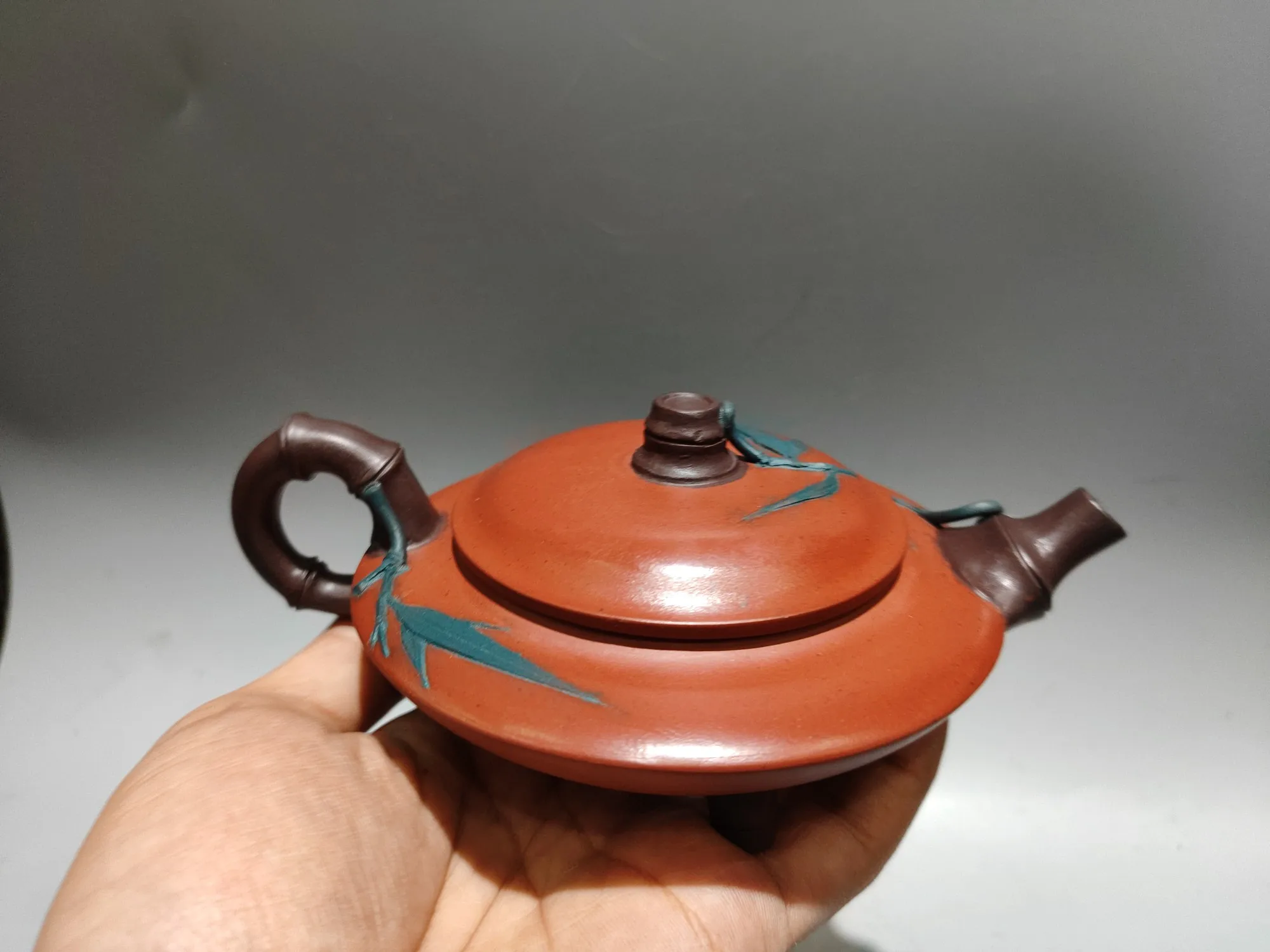 6 &quotКитайский Исинский фиолетовый глиняный чайник с бамбуковым листом и узором
