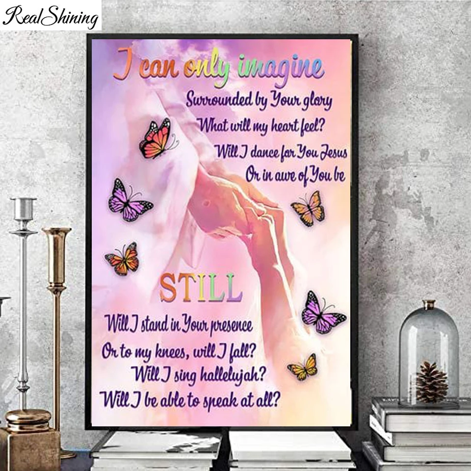 

Алмазная 5D картина «сделай сам» с изображением Иисуса бабочки, вдохновение рук, слова, полная вышивка, мозаика, домашний декор, романтически...