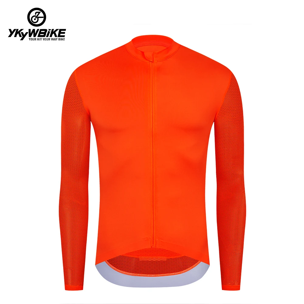 YKYWBIKE Men Cycling Jersey Long Sleeve Ride Tops MTB Road Jackets Bike Jersey Shirt Zip Pocket Reflective