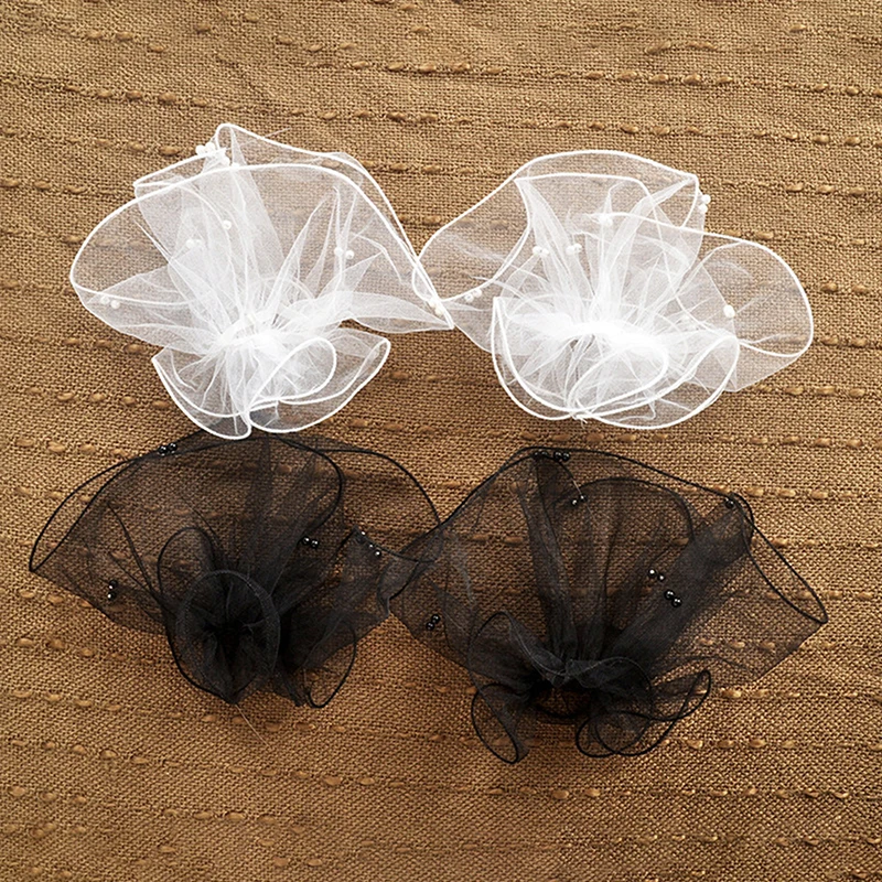 1 пара тюлевых поддельных плиссированных манжет для дизайна ногтей фотофоны