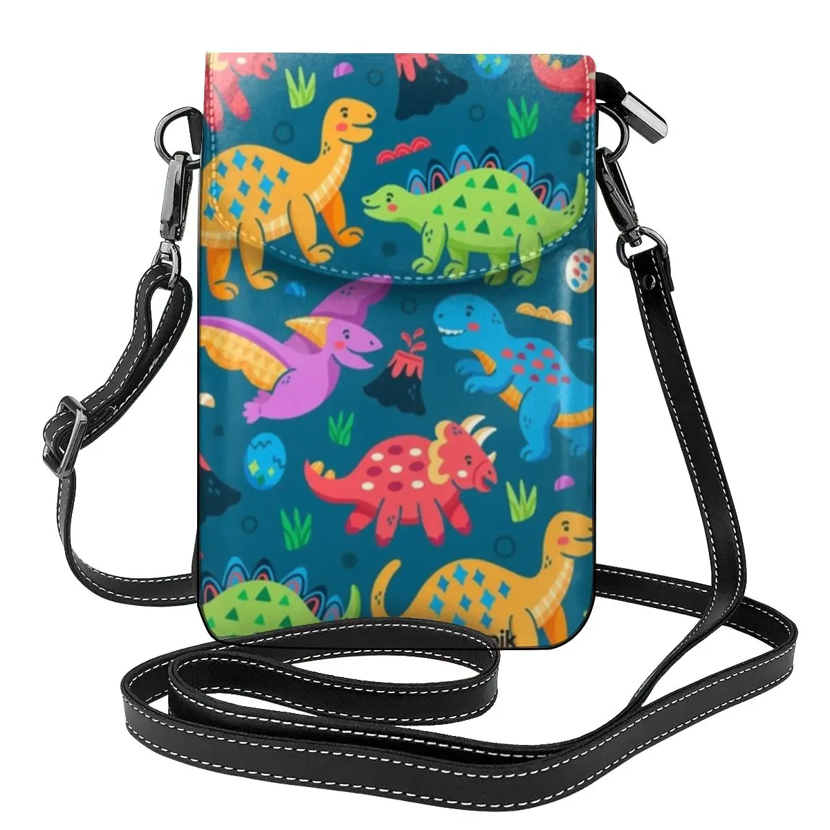 

Pattern Background Of Colorful Dinosaur Shoulder Bag dinosaur Student Bulk Women Bags Reusable Leather Shopping Purse