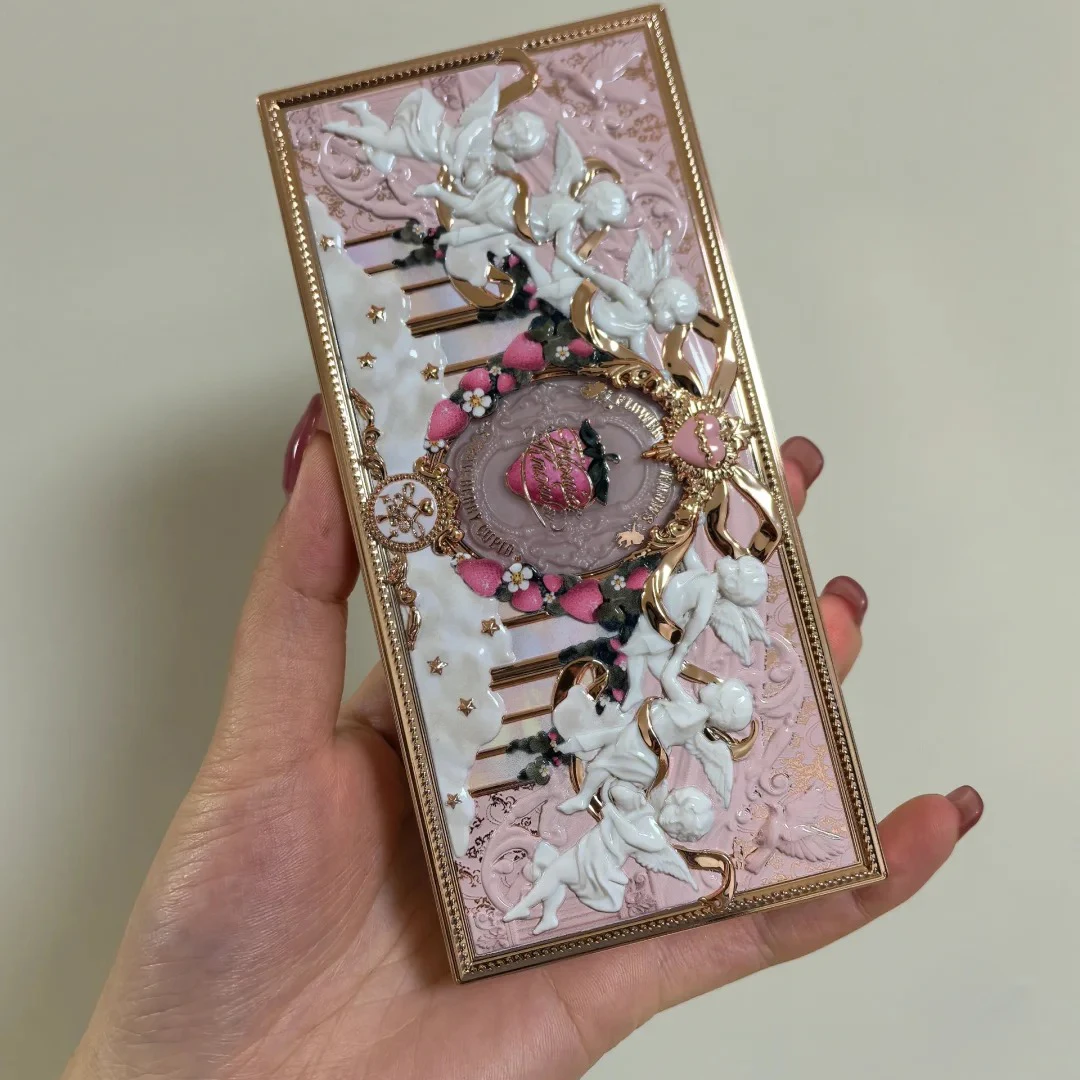 Фото Палетка для макияжа Flower Knows Strawberry Cupid, розовая, 5 матовых и 2 шиммерных оттенков, стойкая, водостойкая, румяна и тени для век №4