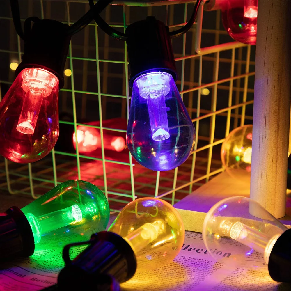 

5PCS S14 Light Guide Column Color Light Bulb Indoor Outdoor Decorative Light String Waterproof Holiday Party Atmosphere Bulb