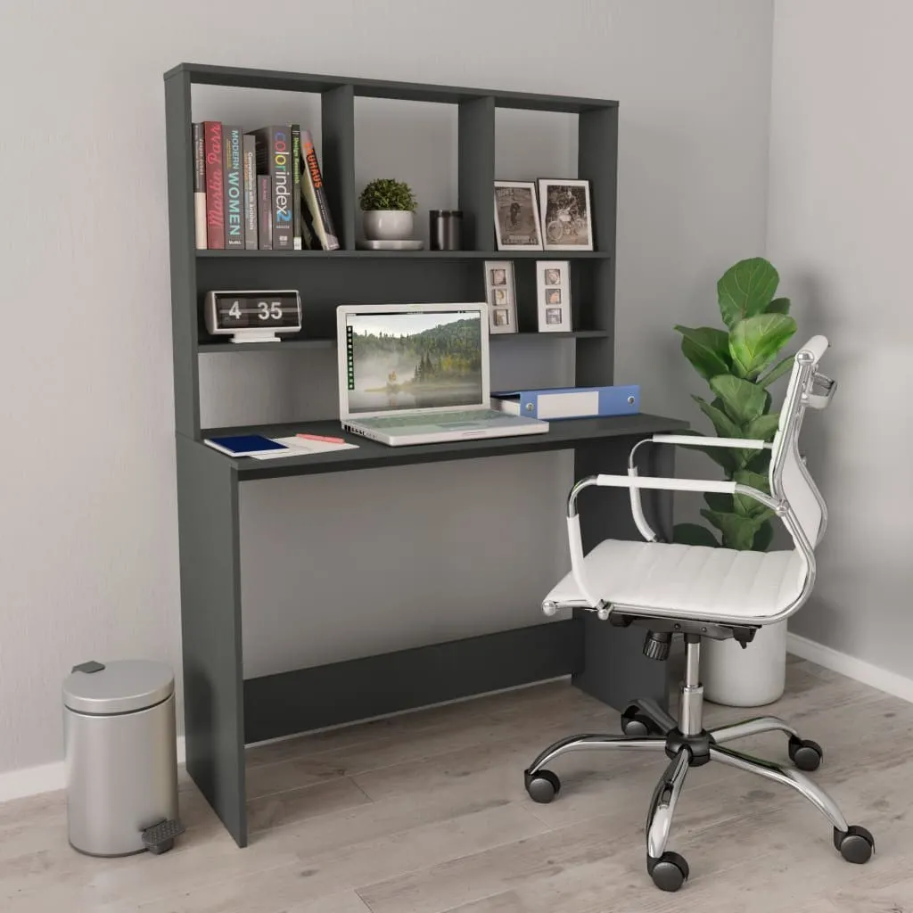 

Desk with Shelves Gray 43.3"x17.7"x61.8" Chipboard