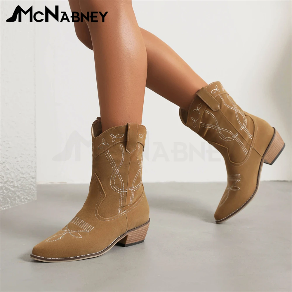 Купи Classic Suede Western Cowboy Boots British Style Ladies Boots Retro Shoes Outdoor Shoes Commuter Boots Warm Autumn Winter Shoes за 4,079 рублей в магазине AliExpress