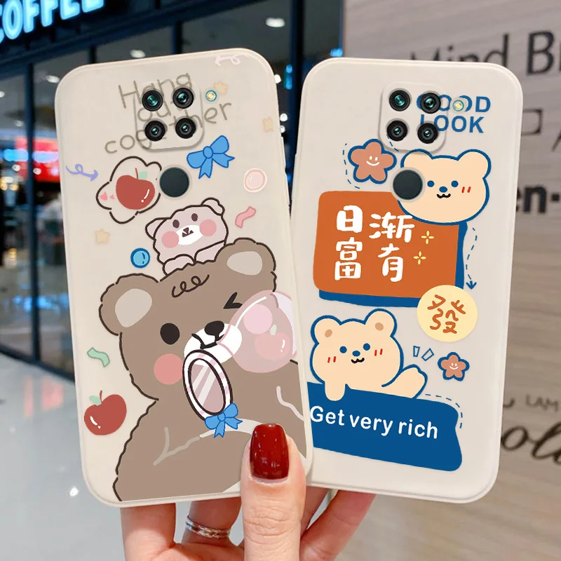cute bear smile phone case for xiaomi redmi note 9 case for redmi 9 9t note 8 9 10 7 pro 9s 10s 11s poco x3 pro mi 11 lite cover free global shipping