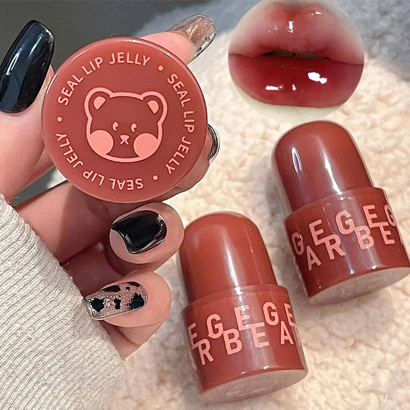 

Waterproof Jelly Mirror Lip Mud Cute Bear Seal Lip Glaze Moisturizing Reduce Lip Line Nutritious Liquid Lipstick Makeup Cosmetic