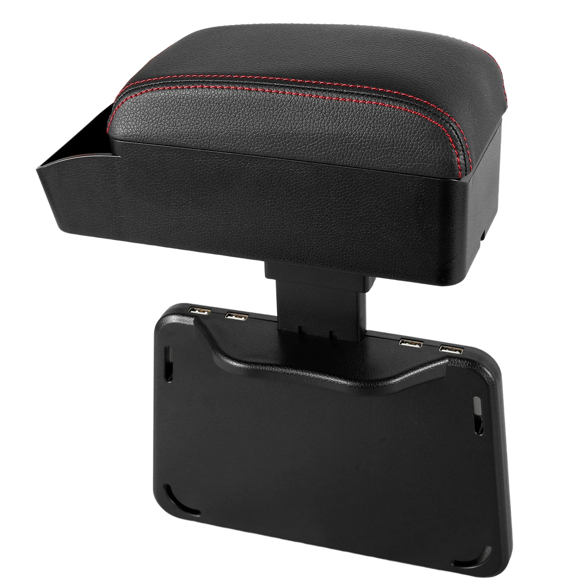 

Car Armrest Storage Box Universal Car Armrest Center Console with Wireless Charging Pad 4 USB Ports Leather Car Arm Rest