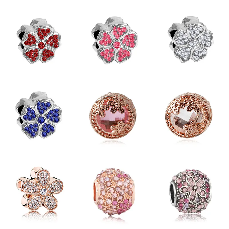 

Fantasy Love Flower Charms Beads Fits Pandora DIY Bracelets Necklaces for Women Jewelry Making