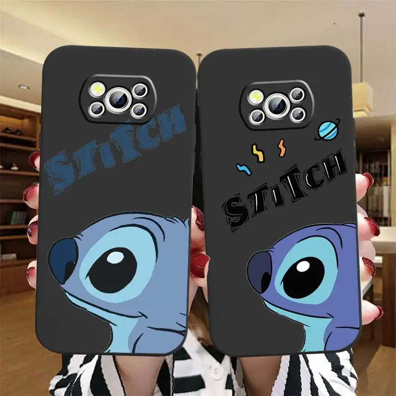 

Disney Anime Stitch Cool Phone Case For Xiaomi Mi Poco X5 X4 X3 NFC F5 F4 F3 GT M5 M5s M4 M3 Pro C50 C40 5G Black Cover
