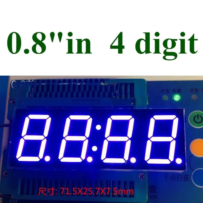 

Best Price 0.8 Inch 7 Segment 4 Digit Super blue 0.8" 0.8in Clock TIME LED Display Common anode