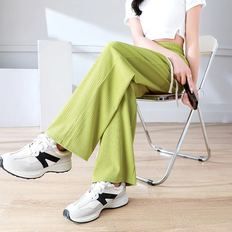 

2022 Women's Straight Pants High Waist Loose Fashion Office Wide Leg Pants Spring Autumn Casual Elasticity Streetwear Trousers